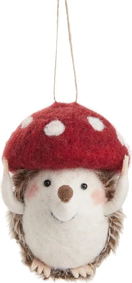 HANG ON filc karácsonyfadísz, sün piros gombával 10 cm