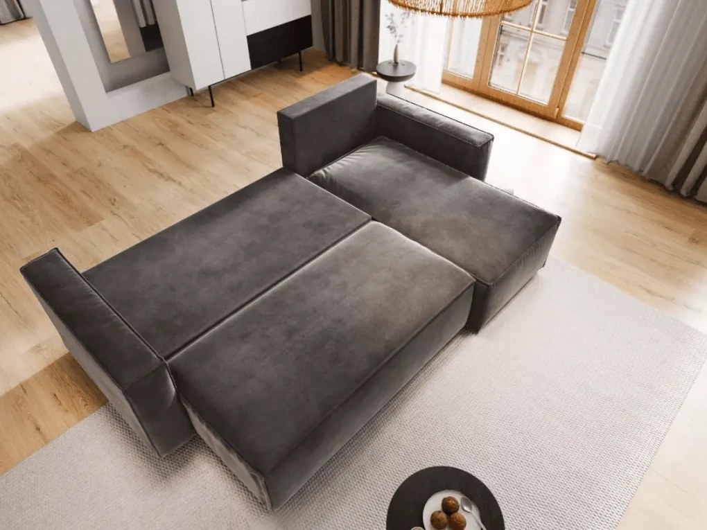 AKCIÓ világosbarna kihúzható sarokkanapé CAVELO, kétszínű II. osztályú