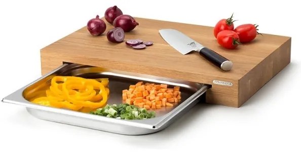 Continenta C4110 - Konyhai vágódeszka tálcával, 39x27 cm, tölgy