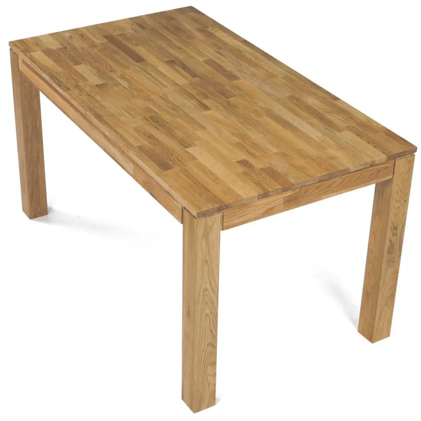 Étkezőasztal 140x80x75, tömör fehér tölgy, olajos felületkezelés, 8x8 cm-es lábak