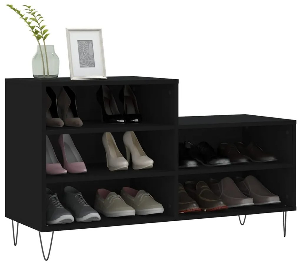 vidaXL fekete szerelt fa cipősszekrény 102x36x60 cm