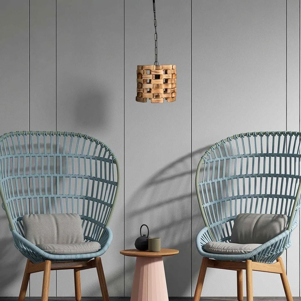 Natúr színű függőlámpa fa búrával ø 20 cm Match – Squid Lighting