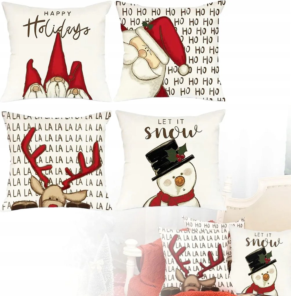 Karácsonyi Párnahuzat Szett 4 Db-os Dekoratív 40X40CM