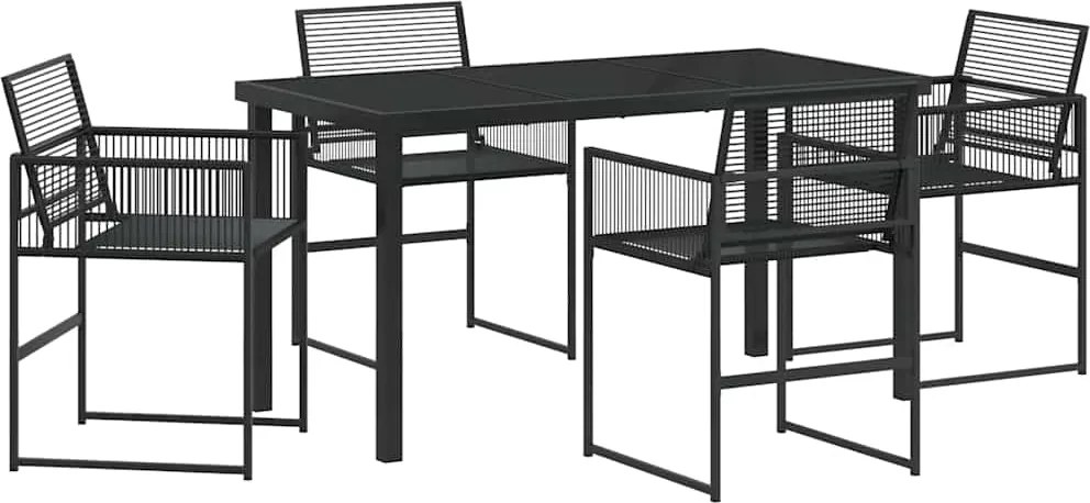vidaXL Kert étkező szett 5 pcs Fekete Porszórt acél