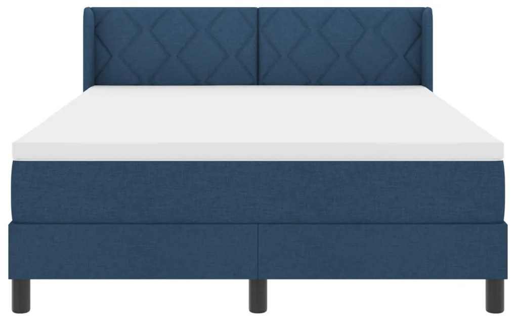 Boxspring ágy matracra, kék, 140 x 200 cm, szövet