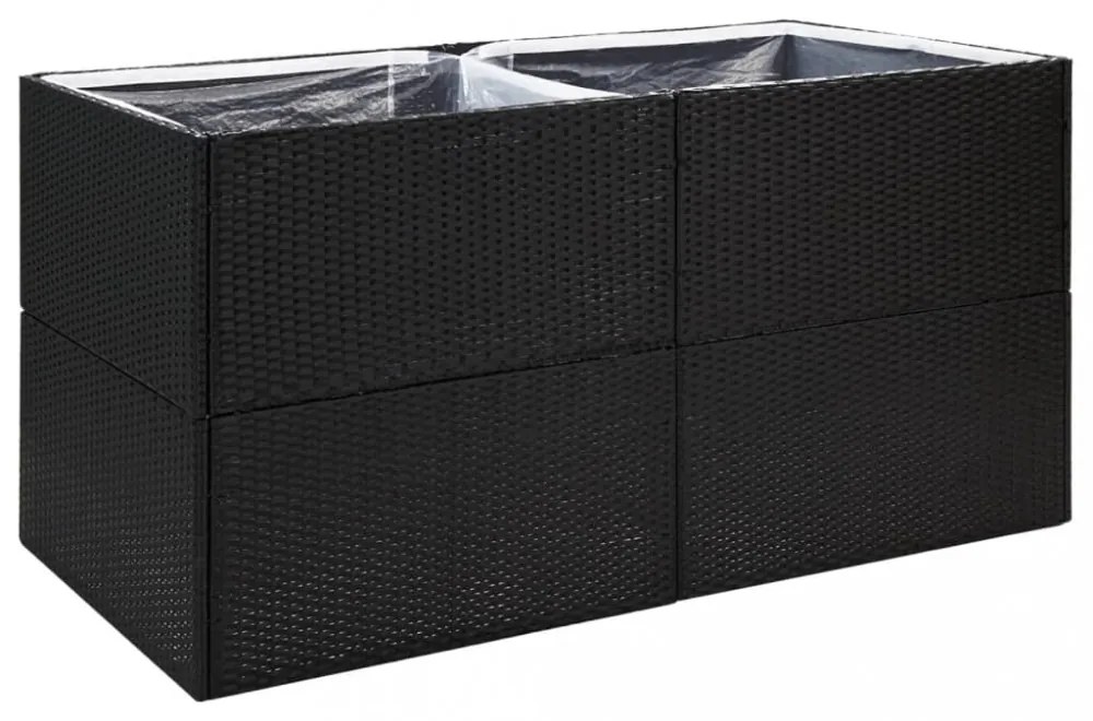 fekete polyrattan kerti ültetőláda 157x80x80 cm