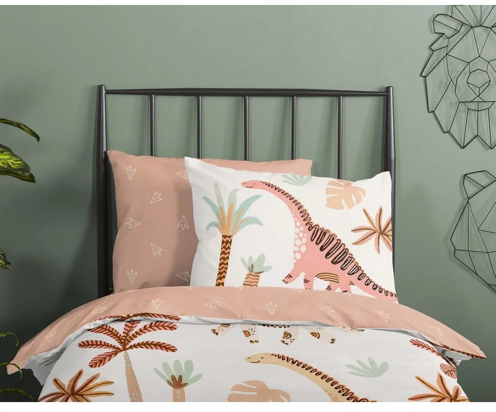 Barna-bézs pamut gyerek ágyneműhuzat babaágyhoz 100x135 cm Dino – Good Morning