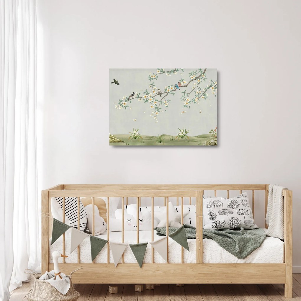Kép - madárleszállás (üvegen) (70x50 cm)
