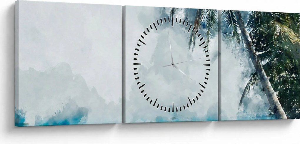 Egy pálmafa képe a tenger felett (órával) (90x30 cm)