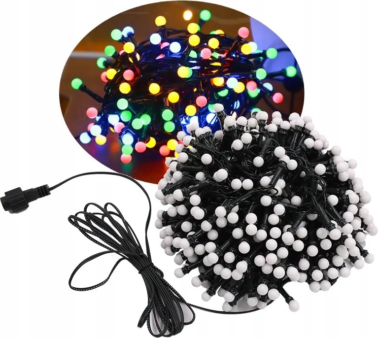 Karácsonyfa Lámpák Kültéri Kerti 250 Led 5M Színes Dekoratív Gömbök