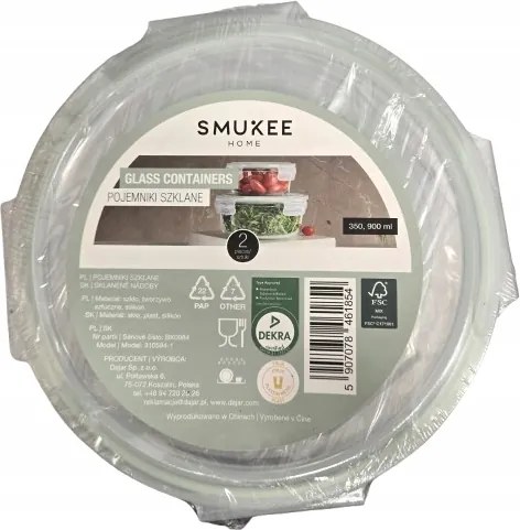 Smukee Üveg kerek tartály szett 2 db 350/900 ml 854