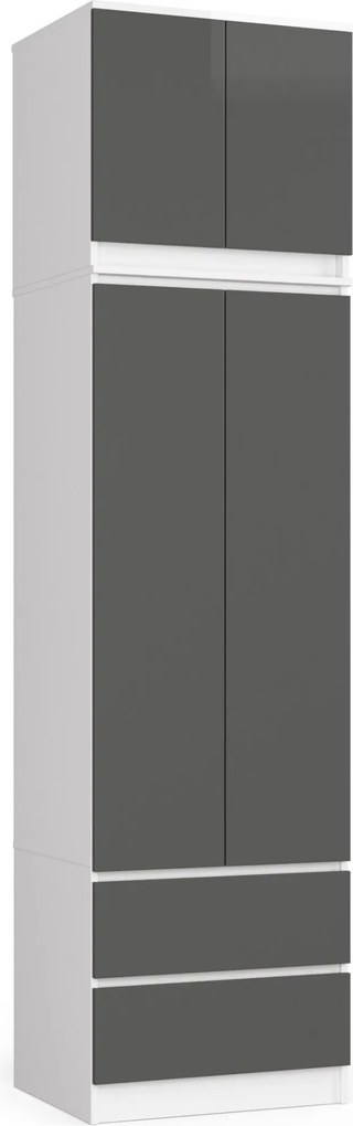 Gardróbszekrény S60 2D 2DB Clp Pk Fehér Szürke Akd