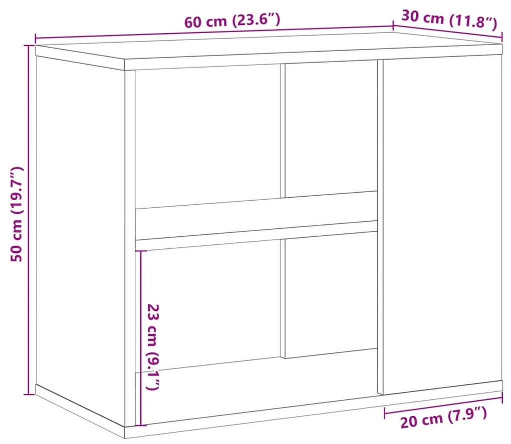 antik fa színű szerelt fa kisszekrény 60 x 30 x 50 cm