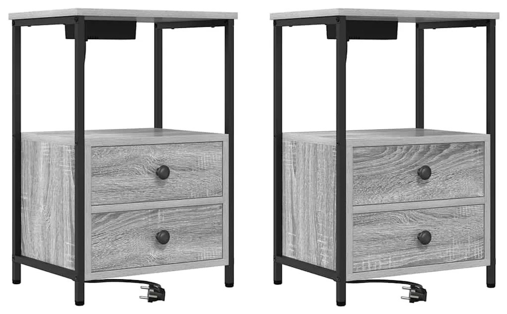 Éjjeliszekrény 2 pcs Szürke Sonoma 40 x 31 x 60 cm Faanyag