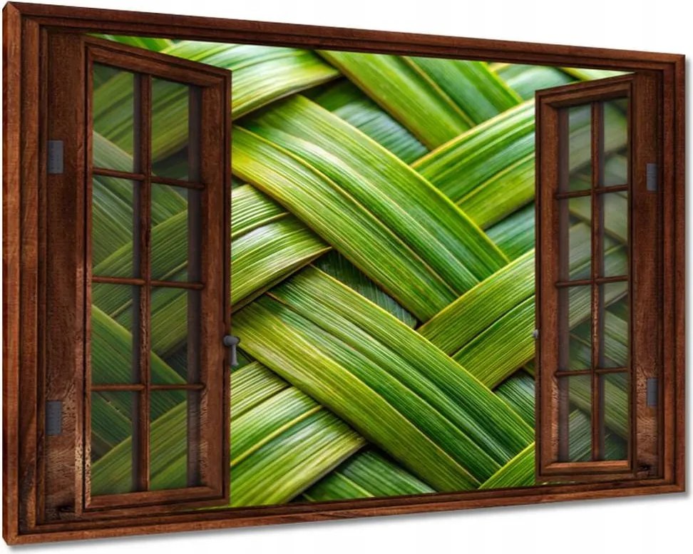 Vászonkép 90x60 Zöld fonott Zöld rattan fonott lemez