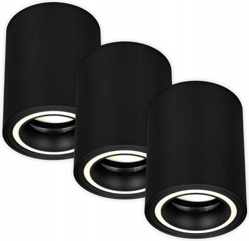 3x Falra szerelhető halogén lámpatest Led Cső GU10 fekete Spot mennyezeti Szoba