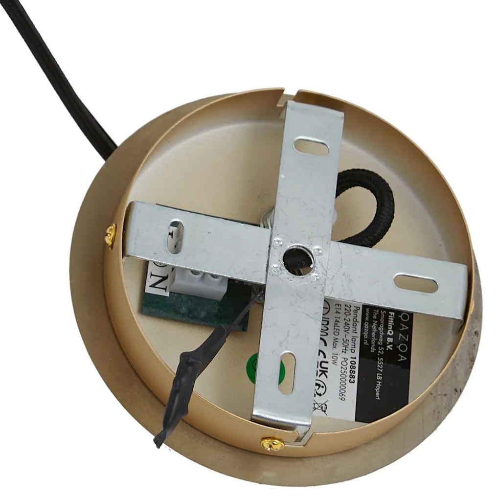 Art Deco függőlámpa arany borostyánszínű üveggel ovális 14-lámpás - Mochan