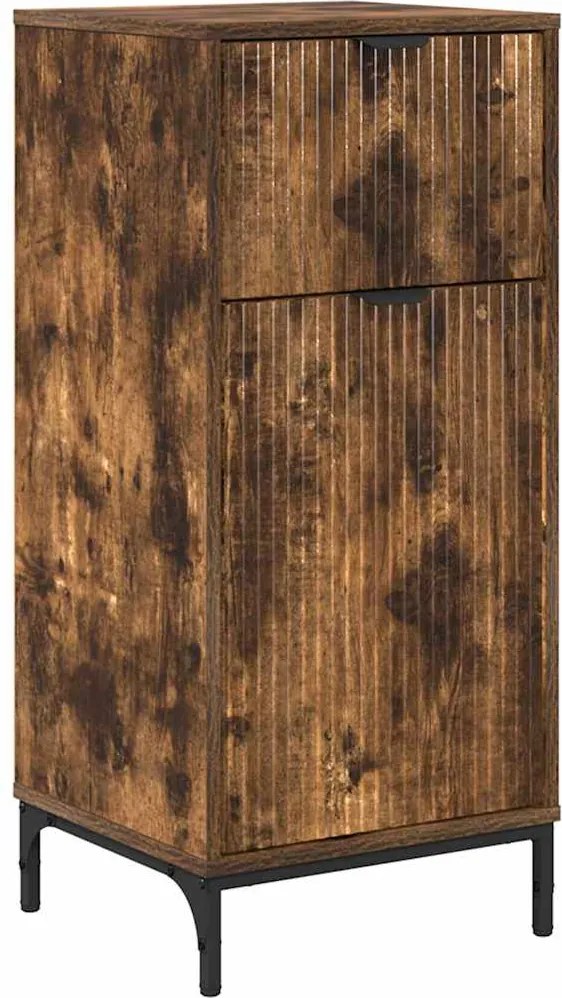 vidaXL Fürdőszoba Székény fiókkal Füstölt tölgy 39,5 x 36 x 88 cm