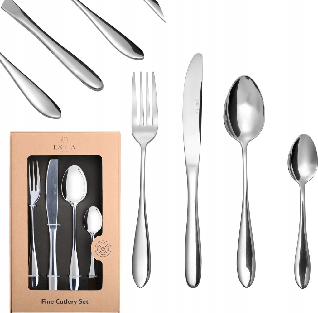 Evőeszköz Készlet 24db-os ezüst klasszikus rozsdamentes acél tartós 6db-os szett