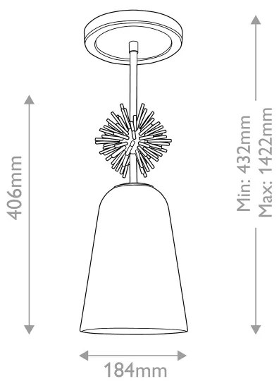 Quoizel STARING-MP-DG-OPAL-Csillár rúdon STARING 1xE27/40W/230V átm. 18,4 cm arany/fehér