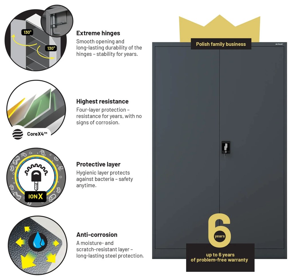 Fém iratszekrény JAN II, 1150 x 185 x 400 mm, antracit