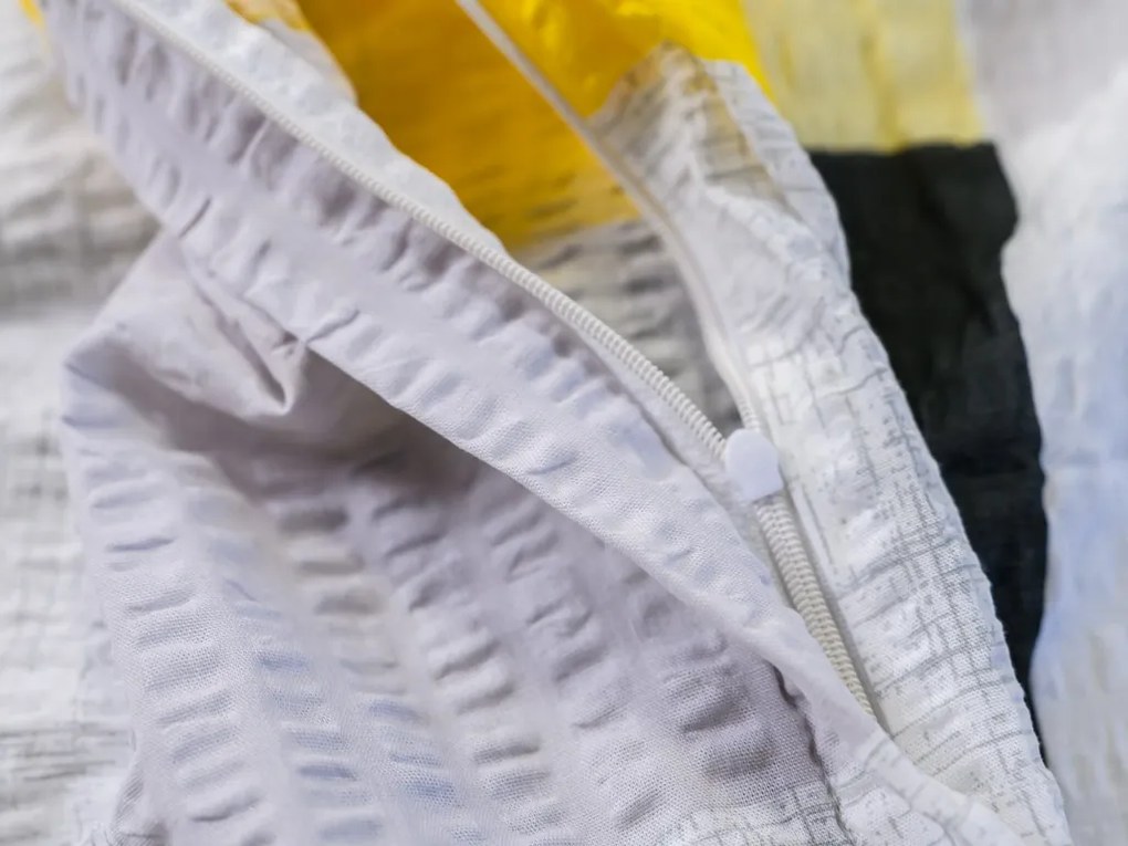 Krepp ágynemű reforcé pamutból GEOMETRIES krémszínű Ágyneműhuzat mérete: 70 x 90 cm | 140 x 200 cm