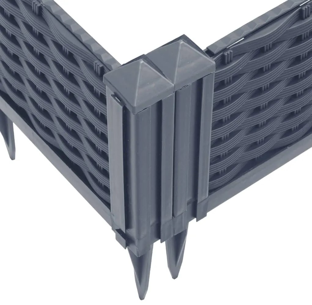 szürke PP kerti virágláda cövekekkel 362,5 x 42,5 x 28,5 cm
