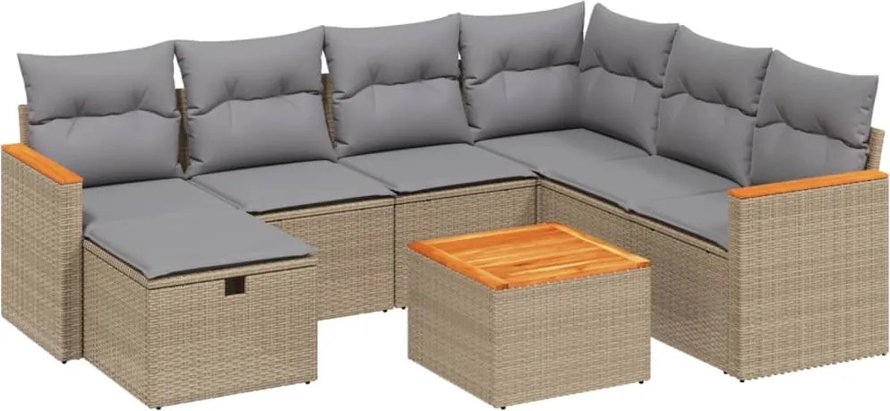 vidaXL 8 részes vegyes bézs polyrattan kerti ülőgarnitúra párnákkal