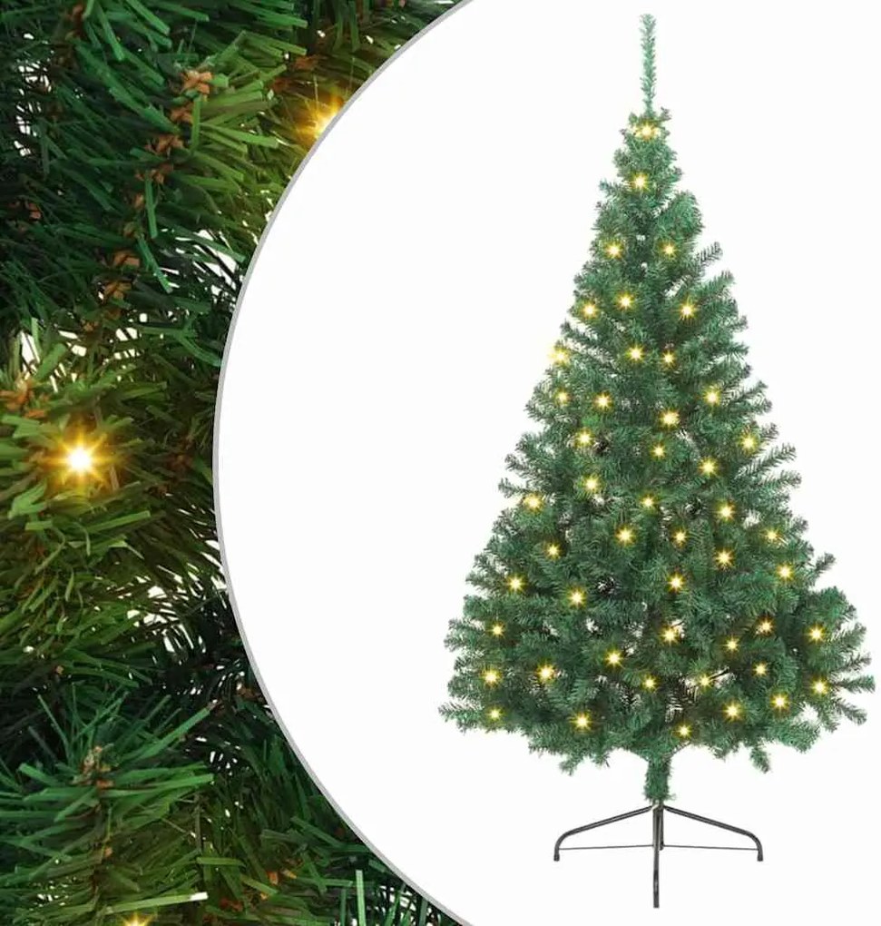 vidaXL Mesterséges, előre világított karácsonyi fa Zöld 240 cm PVC