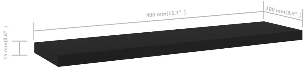 4 db fekete szerelt fa könyvespolc 40 x 10 x 1,5 cm