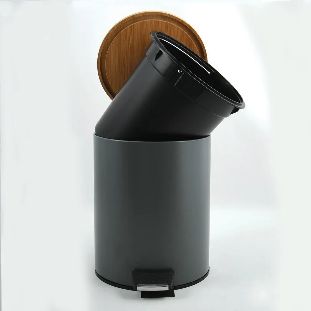 Sötétszürke acél pedálos szemetes 5 l Adonis – Spirella