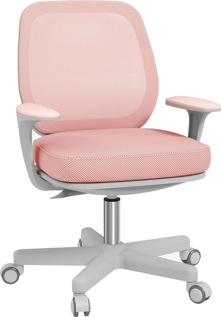 Vinsetto Légáteresztő Szövet Ergonomikus Irodai Szék 5 Küllővel, Állítható Magassággal, 55x48x82.5-94.5 cm, Rózsaszín | Aosom