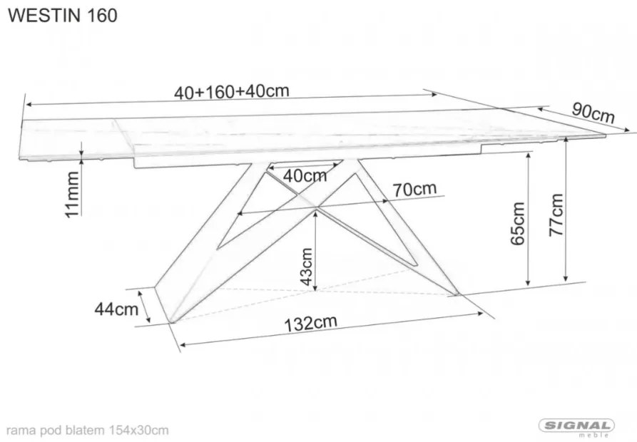 Westin bővíthető étkezőasztal világosszürke 160-240cm