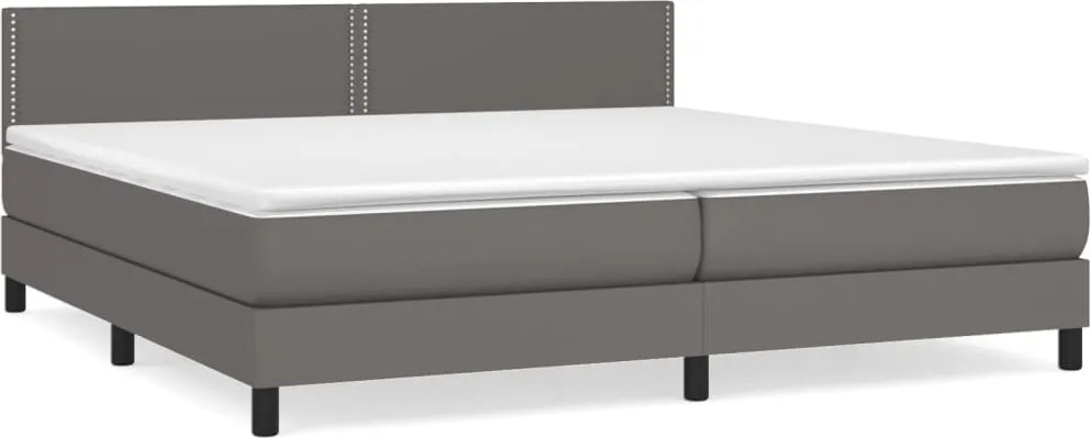 vidaXL szürke műbőr rugós ágy matraccal 200 x 200 cm