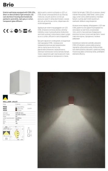 Redo 90528 - BRIO kültéri fali lámpatest LED/6W/230V 3000K IP54 barna