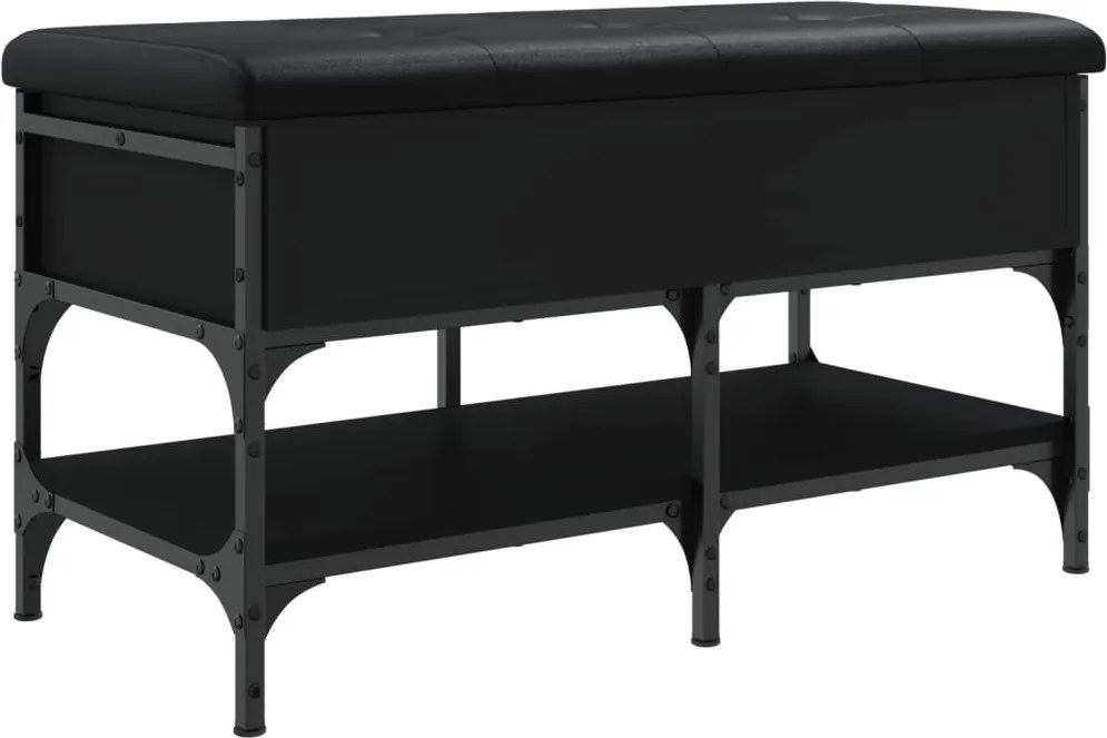 vidaXL fekete szerelt fa cipőtároló pad 82 x 42 x 45 cm