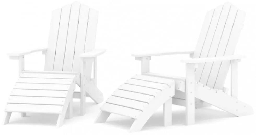 2 db fehér HDPE kerti adirondack szék lábtartóval