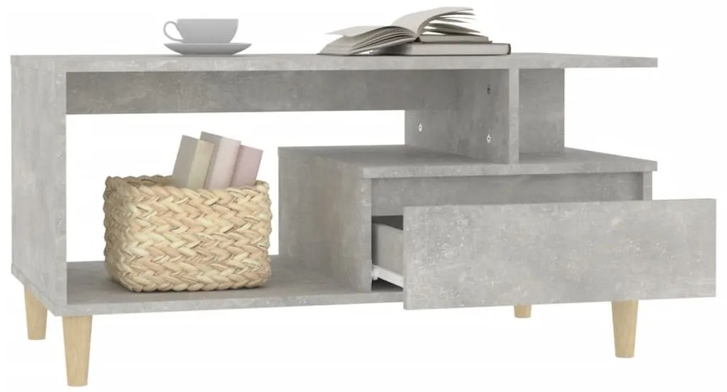 Betonszürke szerelt fa dohányzóasztal 90x49x45 cm
