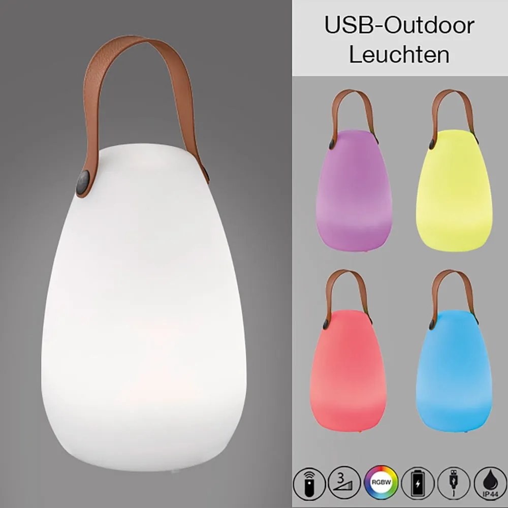 Fehér-barna LED asztali lámpa (magasság 26 cm) Ruby – Fischer &amp; Honsel