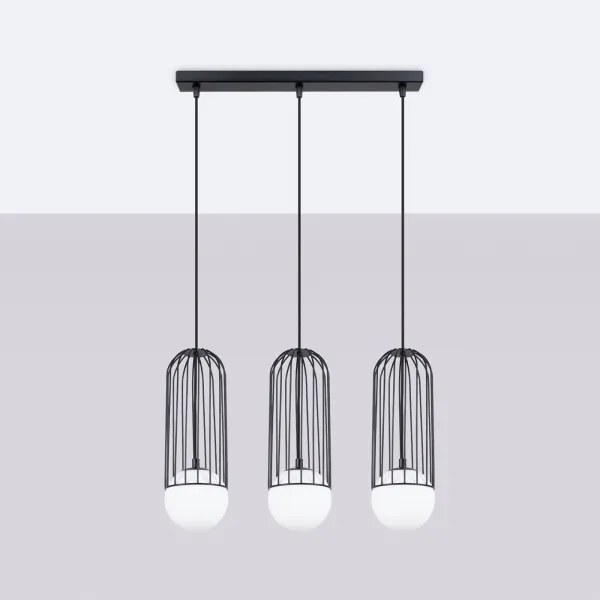 Sollux SL.1334 - Csillár zsinóron BRINA 3xG9/8W/230V fekete