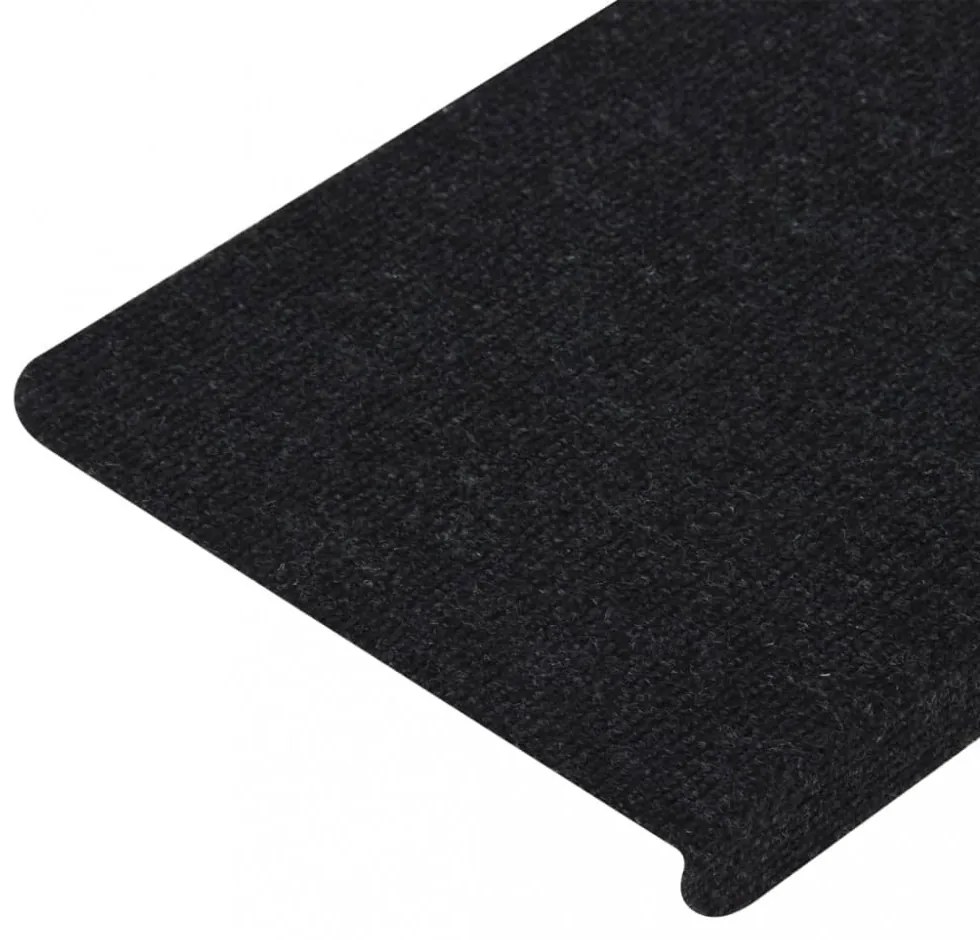 15 db fekete öntapadó lépcsőszőnyeg 65x24,5x3,5 cm