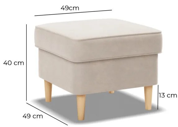 Uszak lábtartó, bársony, bézs