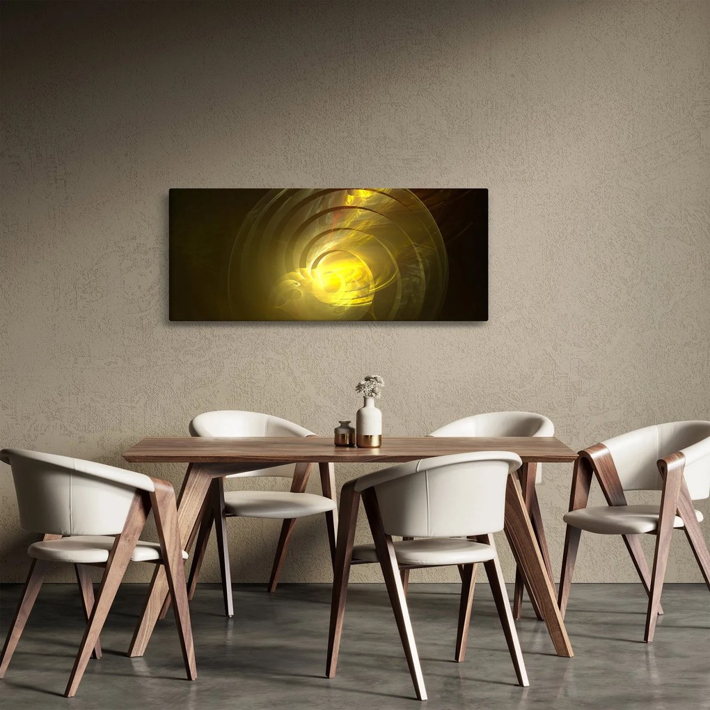 Sárga absztrakt spirál képe (120x50 cm)