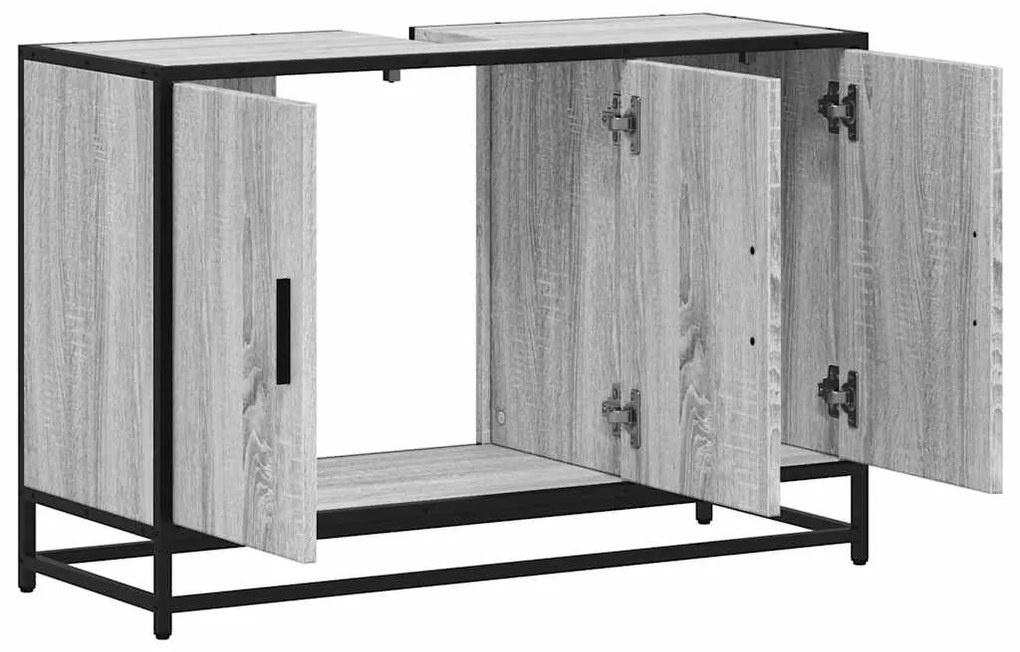 szürke sonoma szerelt fa fürdőszobai mosdószekrény 90x33x60 cm