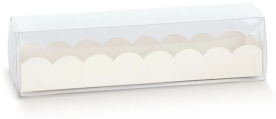 Macaron doboz, áttetsző tetővel, 190×50×50cm, fehér, nagy - csomag