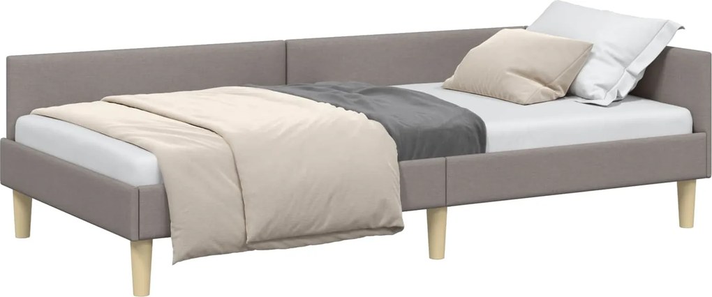 vidaXL Sarokágy keret fejtámlával Tópszínű 90 x 190 cm szövet