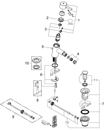 GROHE 32208001 - Bidé csaptelep CONCETTO DN 15 fényes króm