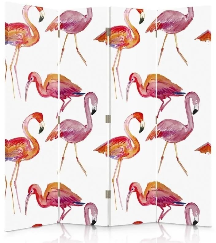 Gario Paraván Flamingók Méret: 145 x 170 cm, Kivitelezés: Klasszikus paraván