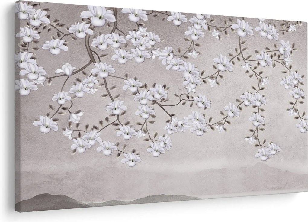 Kép - Virágok egy szürke tájon (90x60 cm)