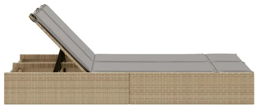 Bézs polyrattan dupla napozóágy párnával